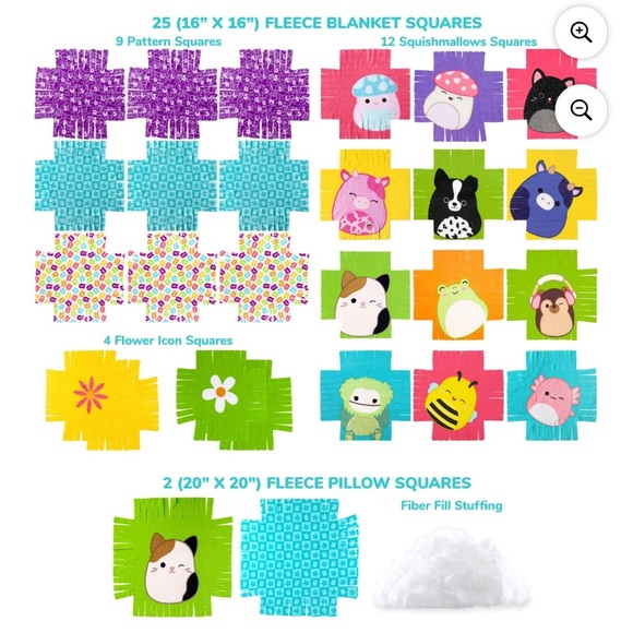 Squishmallows Pattern No-Sew Blanket & Pillow Tween DIY Craft Kit, Limited- NWT - Picture 4 of 11